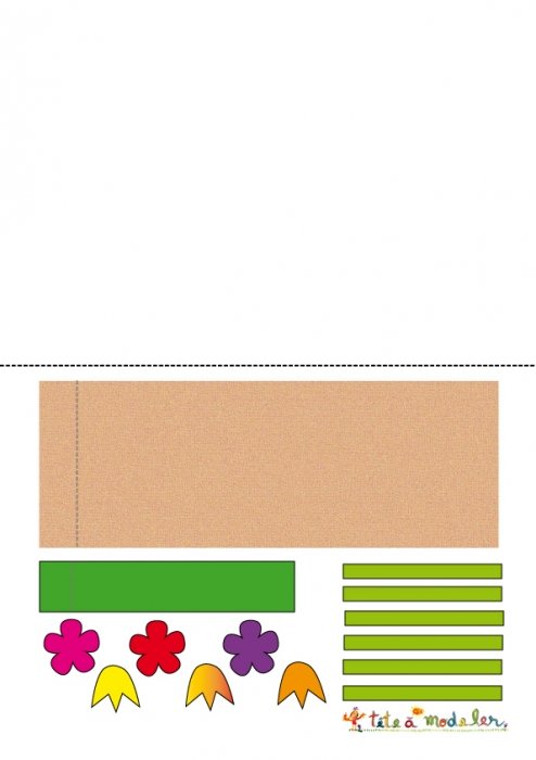 Gabarit éléments carte pop up fleurs dans vase 2