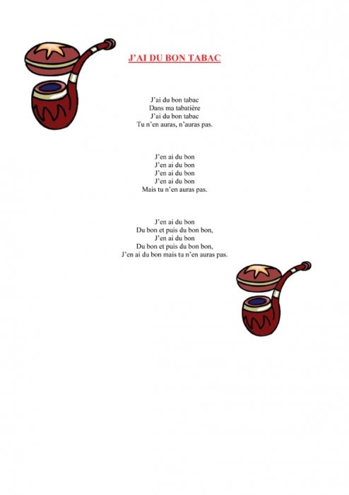 Imprimer le texte de la chanson "J'ai du bon tabac"