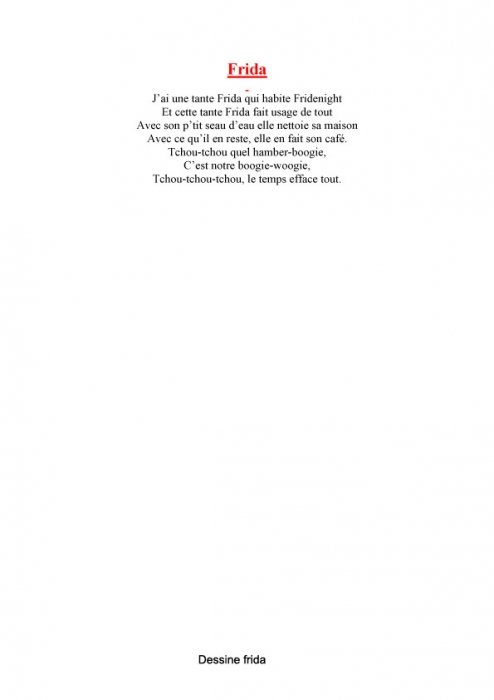 Imprimer le texte de la chanson "Frida"