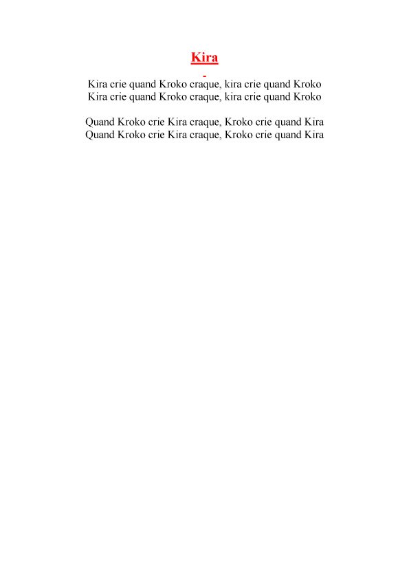 Texte de la chanson - Kira
