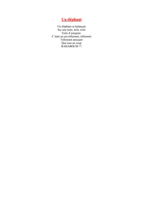 Texte de la chanson  - Un &eacute;l&eacute;phant
