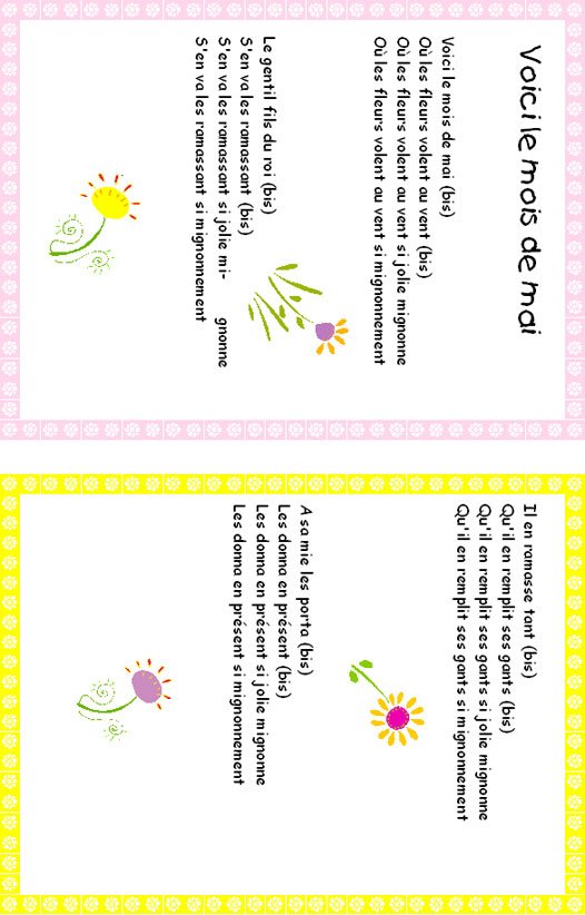 le mois de mai  pour carnet de chants
