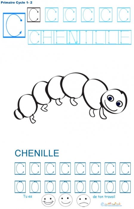 Imprimer la fiche graphisme sur C de Chenille