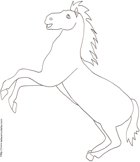 Coloriage d'un cheval sur deux pattes