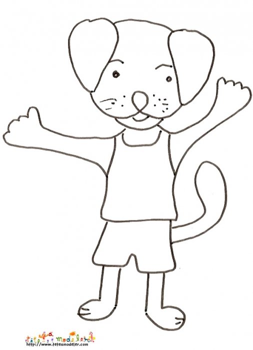 Coloriage du chien en short