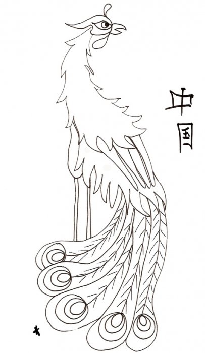 Coloriage sur la chine : grand coq chinois
