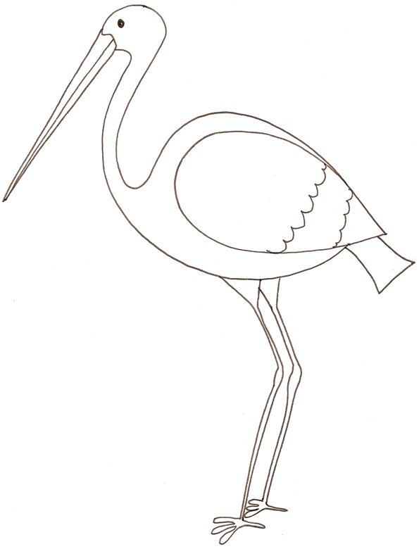 coloriage d'une cigogne 
