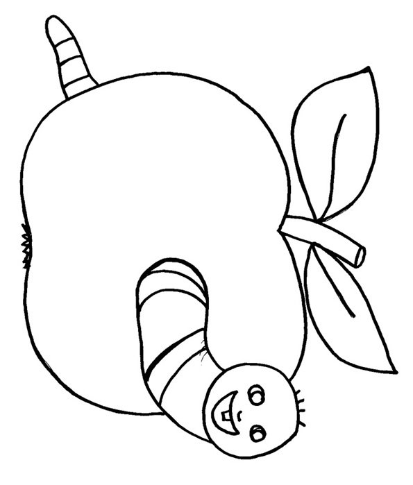 Coloriage du ver dans la pomme
