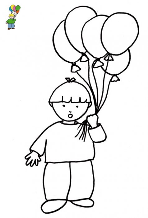 Imprimer le coloriage avec mod&egrave;le gar&ccedil;on aux ballons
