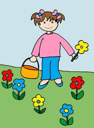 fille aux fleurs colori&eacute;e
