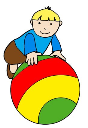 Modèle du coloriage garçon sur le ballon