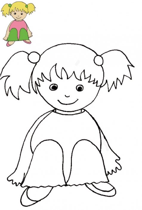 Imprimer le coloriage petite fille blonde avec modèle
