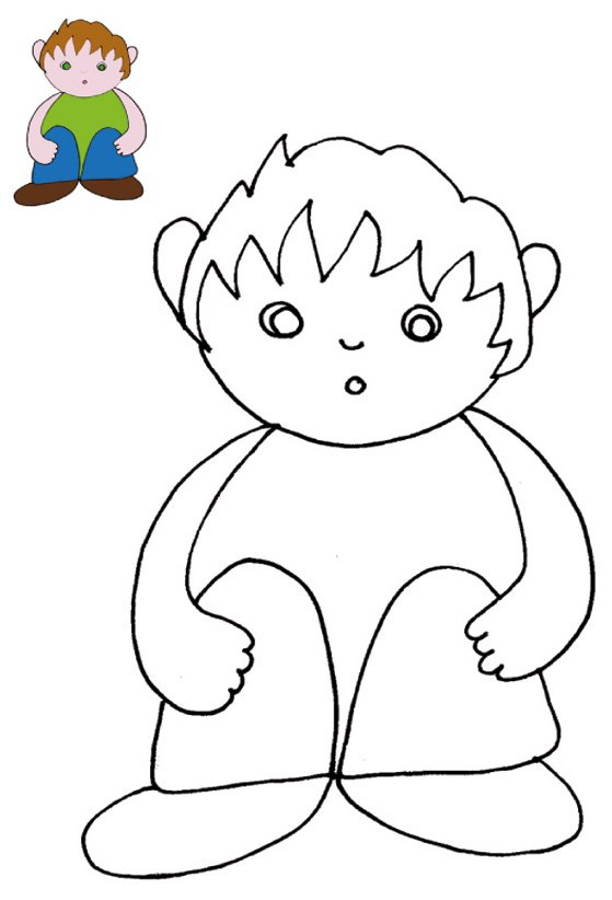 coloriage gar&ccedil;on chatain avec mod&egrave;le
