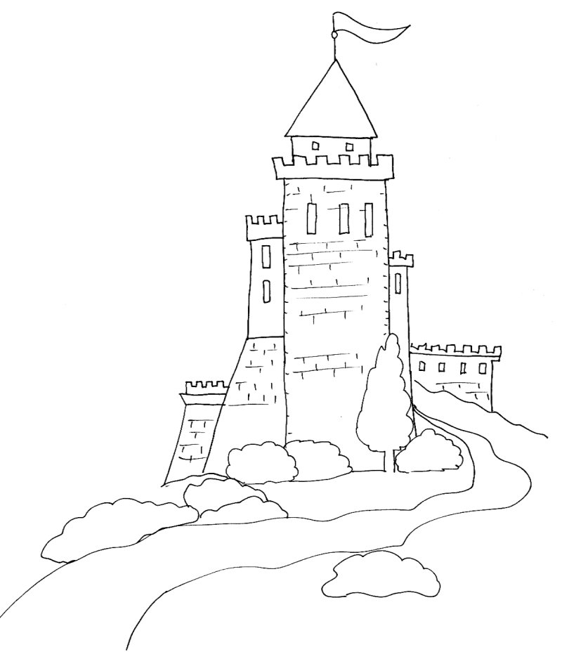 Coloriage ch&acirc;teau fort 
