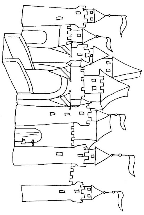 Coloriage ch&acirc;teau fort 
