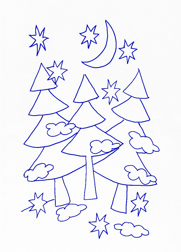 Coloriages d'hiver sapins
