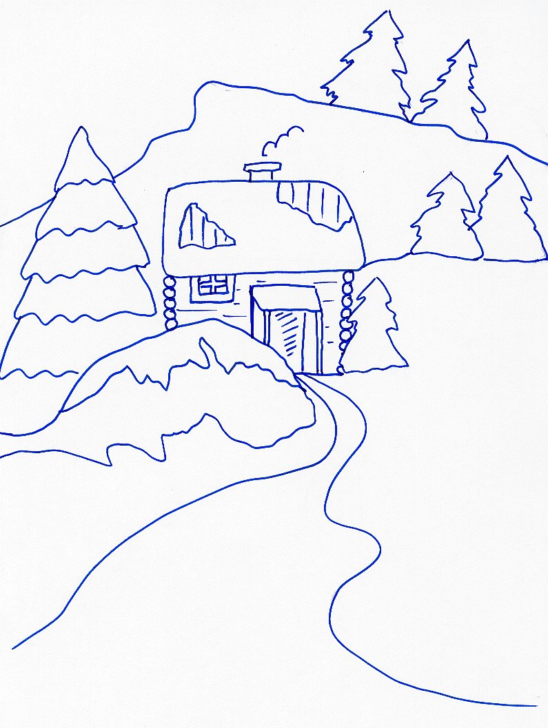 Coloriages d'hiver chalet