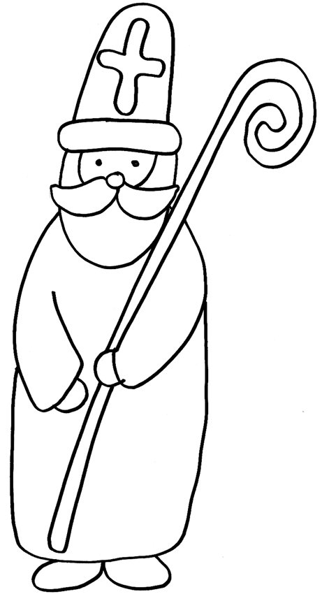 Coloriage na&iuml;fs de Saint Nicolas &agrave; la crosse
