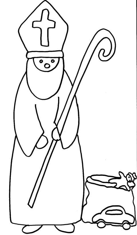 Coloriage na&iuml;fs de Saint Nicolas es sac &agrave; jouets
