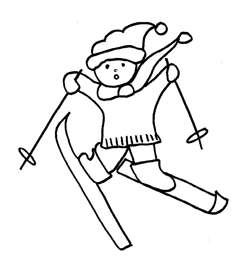 Coloriages de No&euml;l petit skieu
