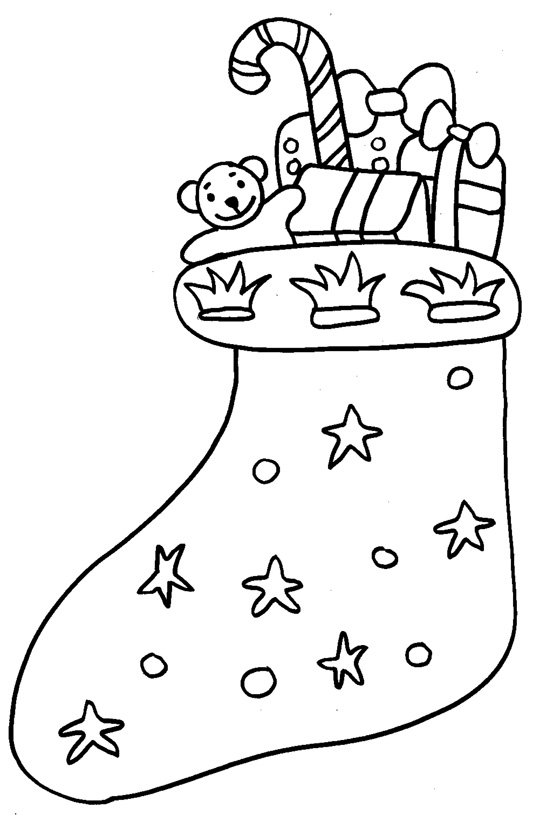 coloriage botte de No&euml;l garnie

