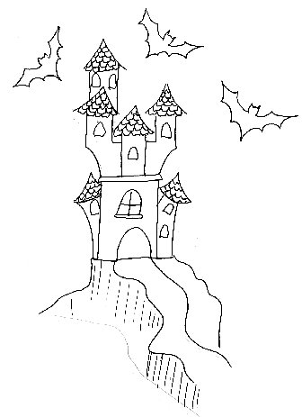 Coloriage maison pour menu d'Halloween
