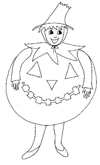 Coloriage enfant citrouille pour menu d'Halloween
