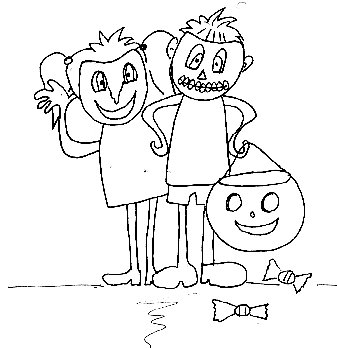 Coloriage enfants pour menu d'Halloween
