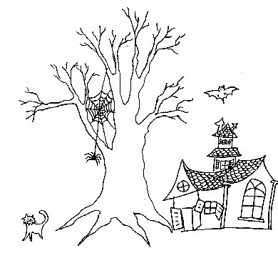 Coloriage petite maison d'Halloween
