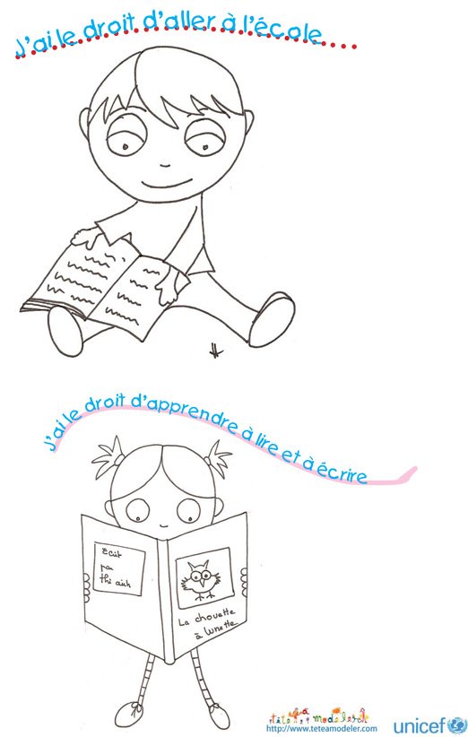 Imprimer le coloriage : j'ai le droit d'aller &agrave; l'&eacute;cole    
