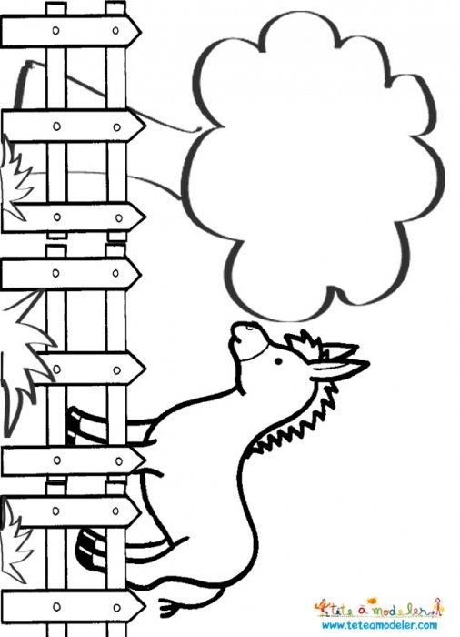 Coloriage de l'âne dans le pré