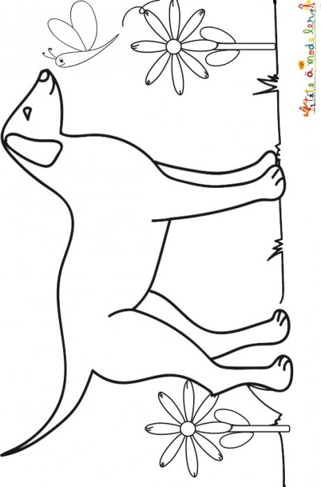 Coloriage du grand chien et le papillon