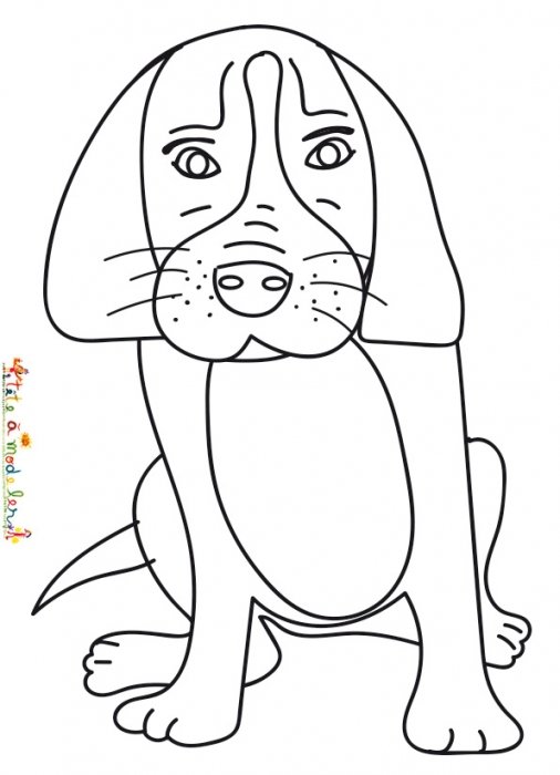 Coloriage du chien aux grandes oreilles assis