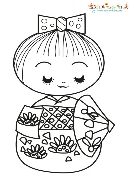 Kimmidoll inspirée d'une kokeshi traditionnelle