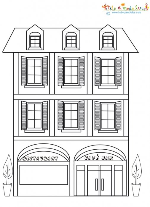 Coloriage petit immeuble d'habitation