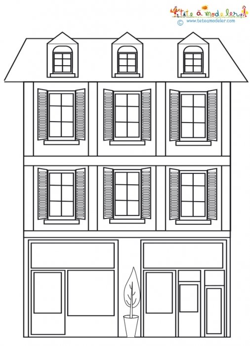 Une maison de ville à colorier