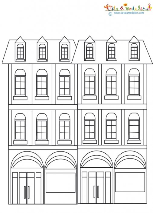 Deux immeubles de rue à colorier