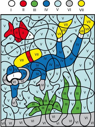 Solution du Jeu de coloriage numéroté : chiffres et mer n°2