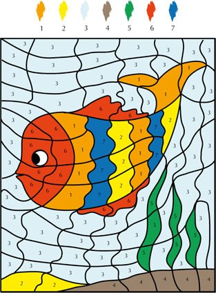 Solution du Jeu de coloriage numéroté : chiffres et mer n°3