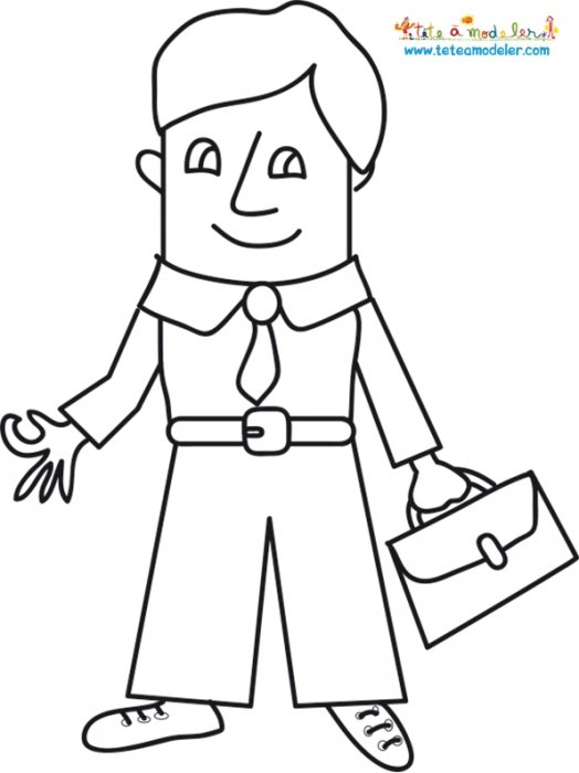 Coloriage papa part au travail