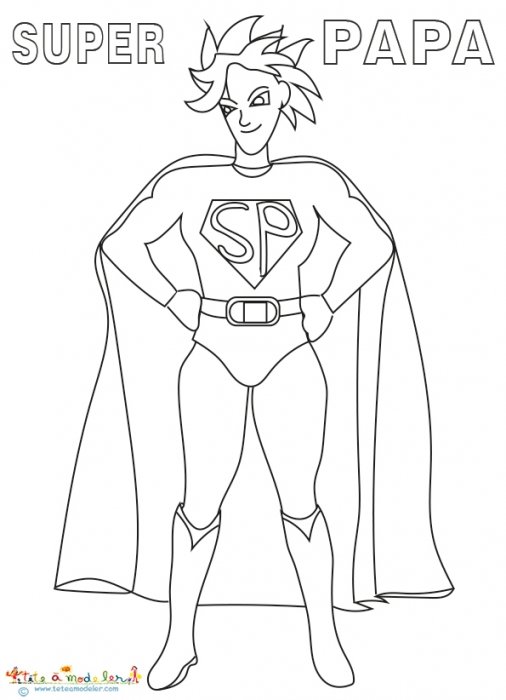 Coloriage super Papa à la cape