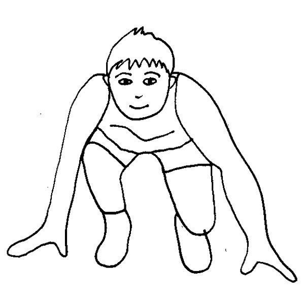coloriage - d&eacute;part course &agrave; pied 

