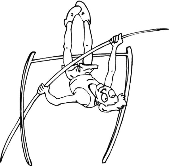 coloriage sport - saut &agrave; la perche 
