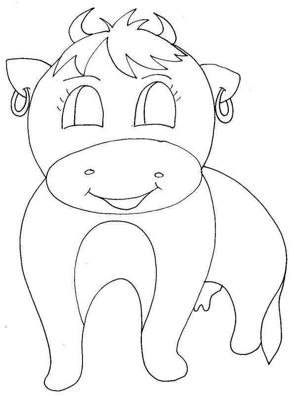 coloriage de la vache aux boucles d'oreilles