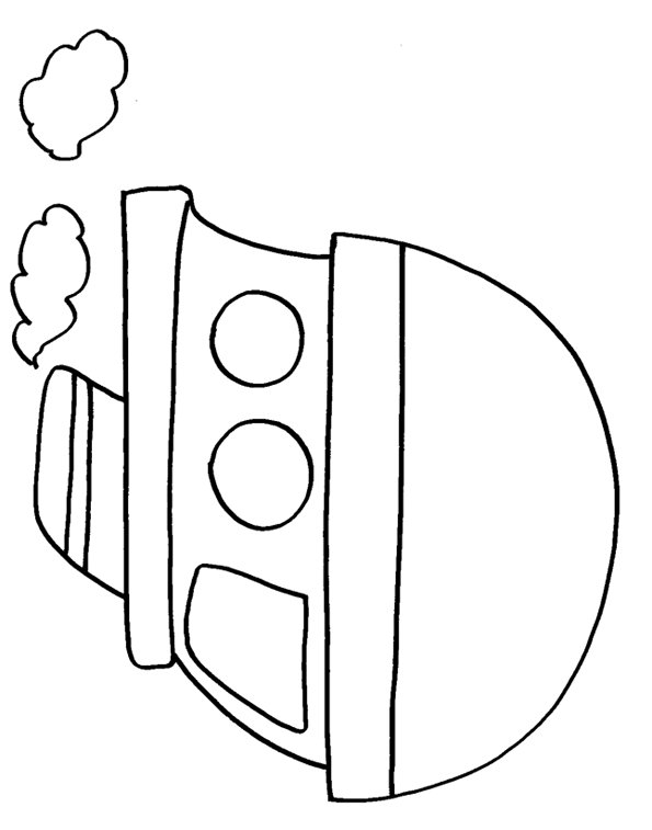 coloriage d'un bateau rond 
