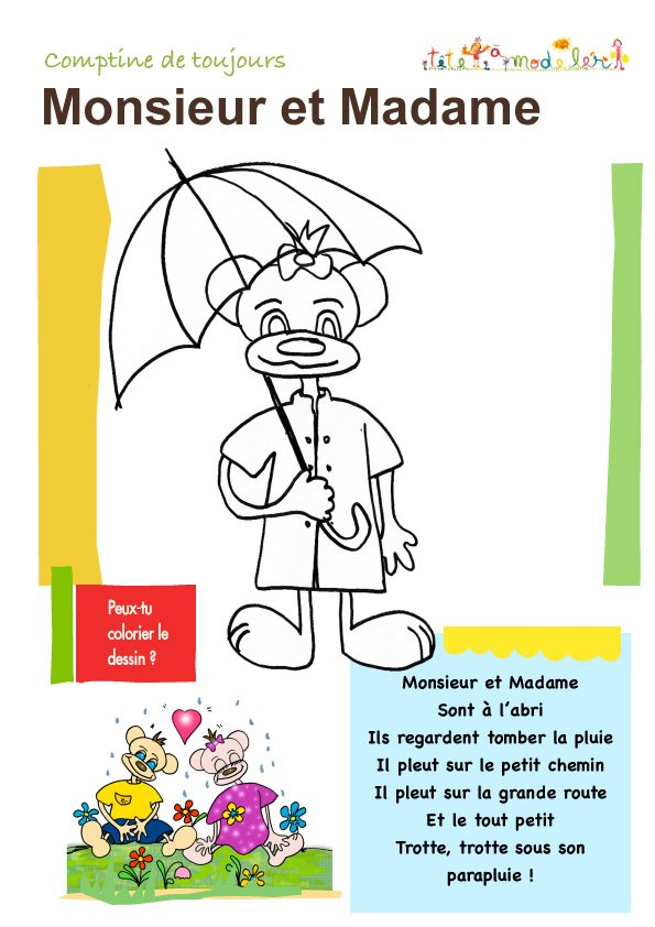 Coloriage comptine Monsieur Madame
