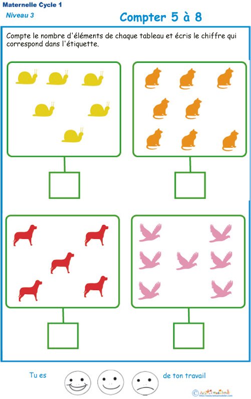  Imprimer l'exercice 1 pour apprendre &agrave; compter les choses sur un tableau
