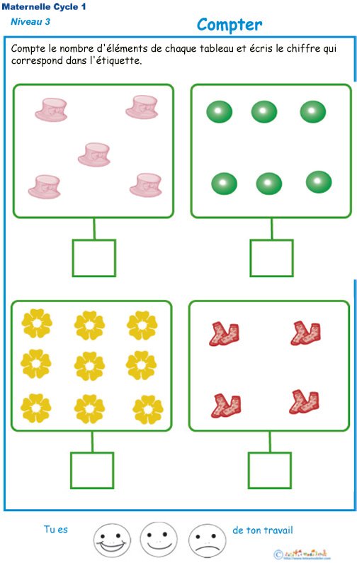 Imprimer l'exercice 2 pour apprendre &agrave; compter les choses sur un tableau
