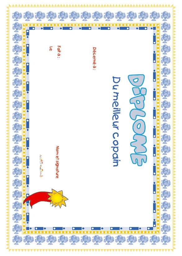 diplome meilleur copain poissons
