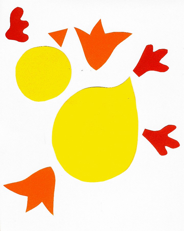 Mod&egrave;le pour le collage d'un poussin de P&acirc;ques
